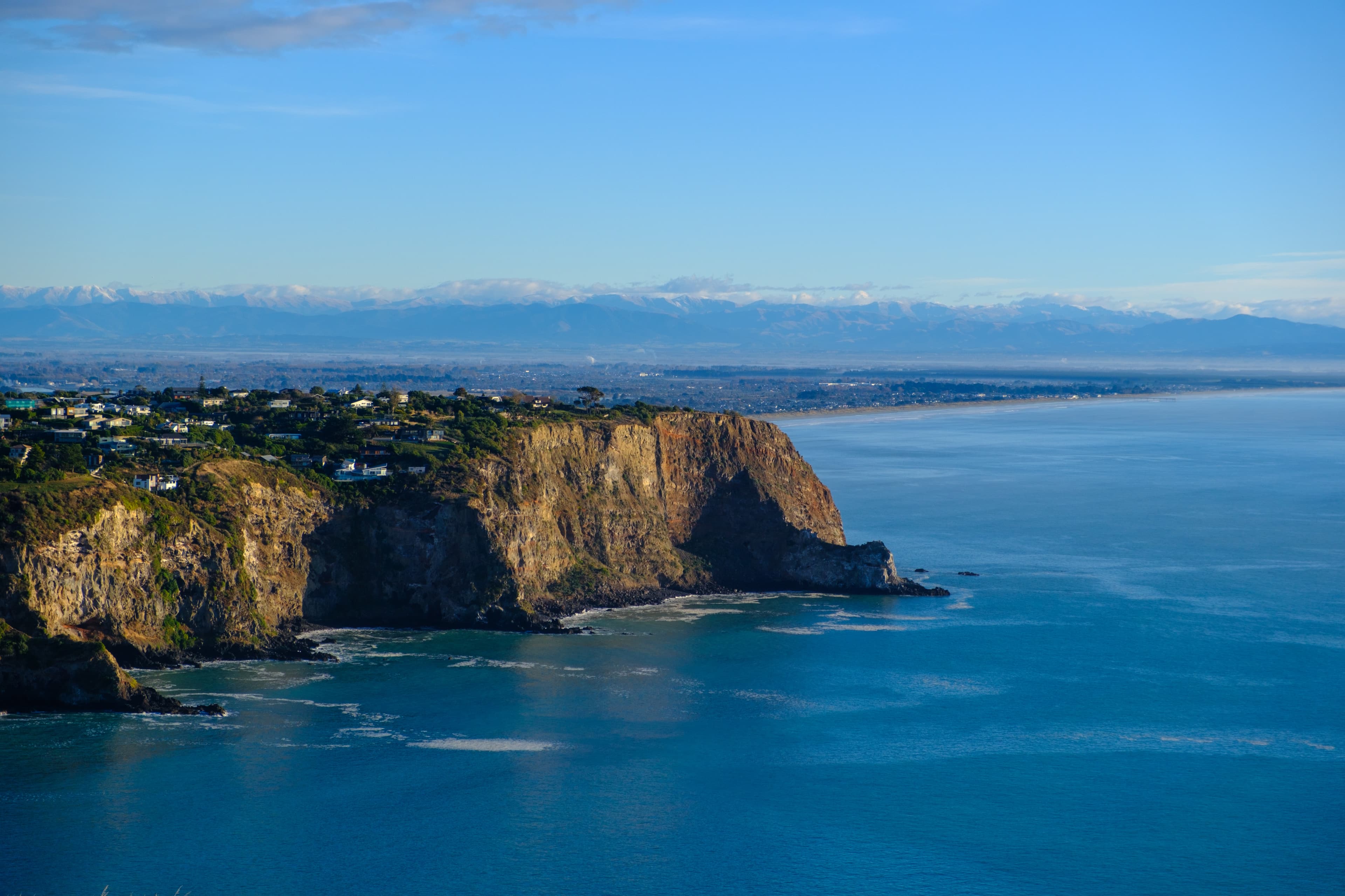 55mm · f/4 · 1/1250s · ISO 160
FUJIFILM X-T5 · XF18-55mmF2.8-4 R LM OIS · May 24, 2024
Rugged coastal cliffs meet blue ocean and distant snowy mountains.
Christchurch, New Zealand
© Brandon Cook